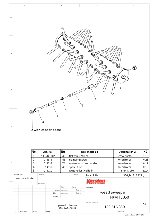 130cm Path master for FKM 13060L H/M Spare parts L...